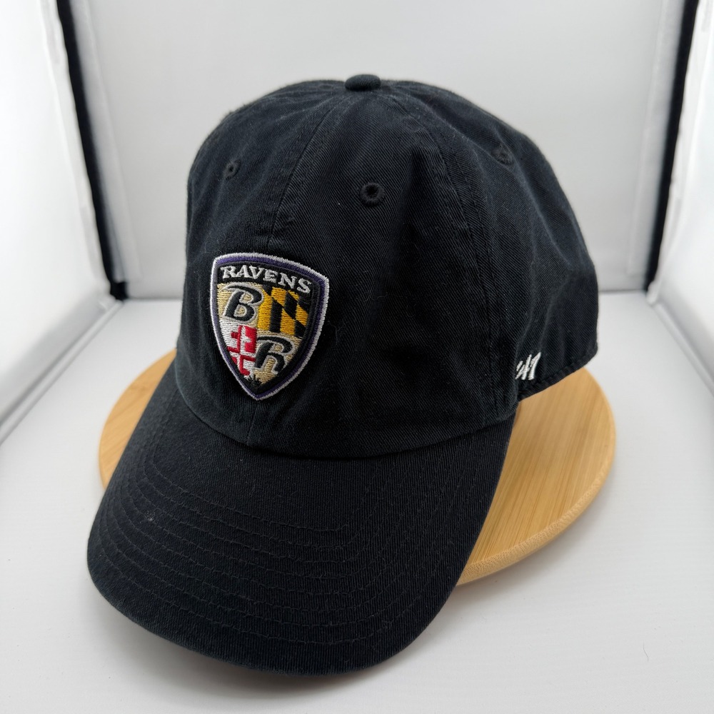 Baltimore Ravens 47 Brand Clean Up Adjustable Hat Black NFL Shield Logo Cap